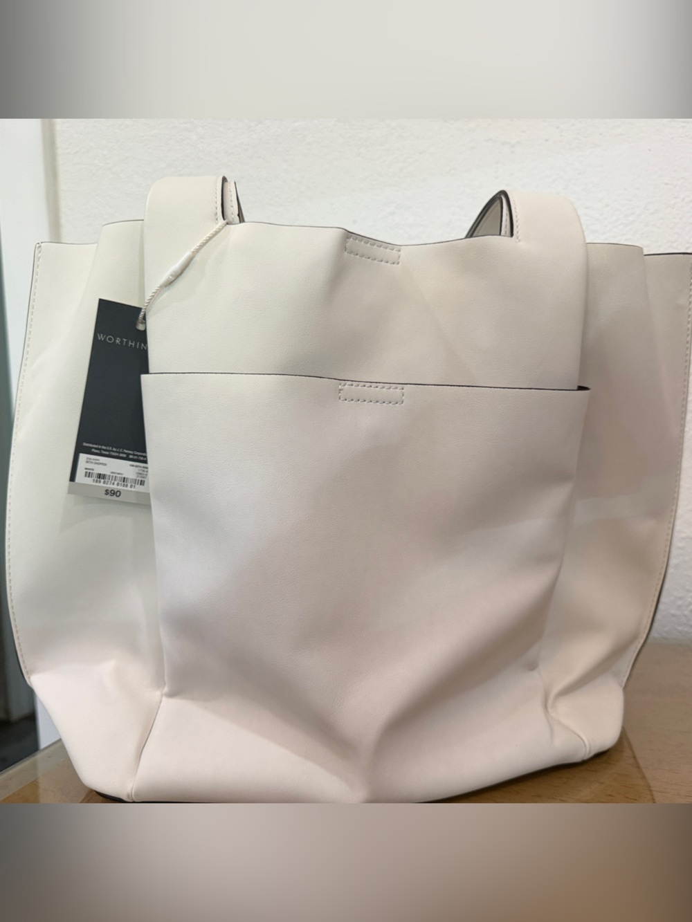 Worthington White Shoulder Bag with Black detailing - Smooth Minimal Design